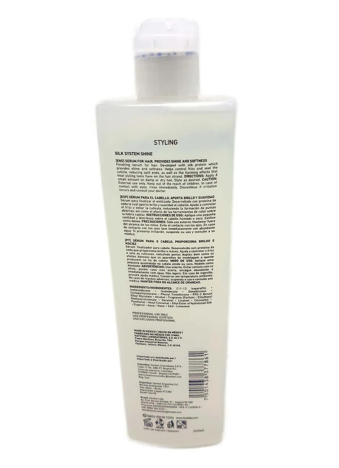 Tec Italy Silk System Shine Treatment – Shine & Softness Serum for hair 10.1 oz