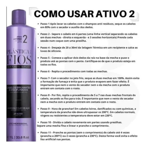 Alisador de cabelo brasileiro queratina Cadiveu Plastica dos Fios 2uni de 1 lts