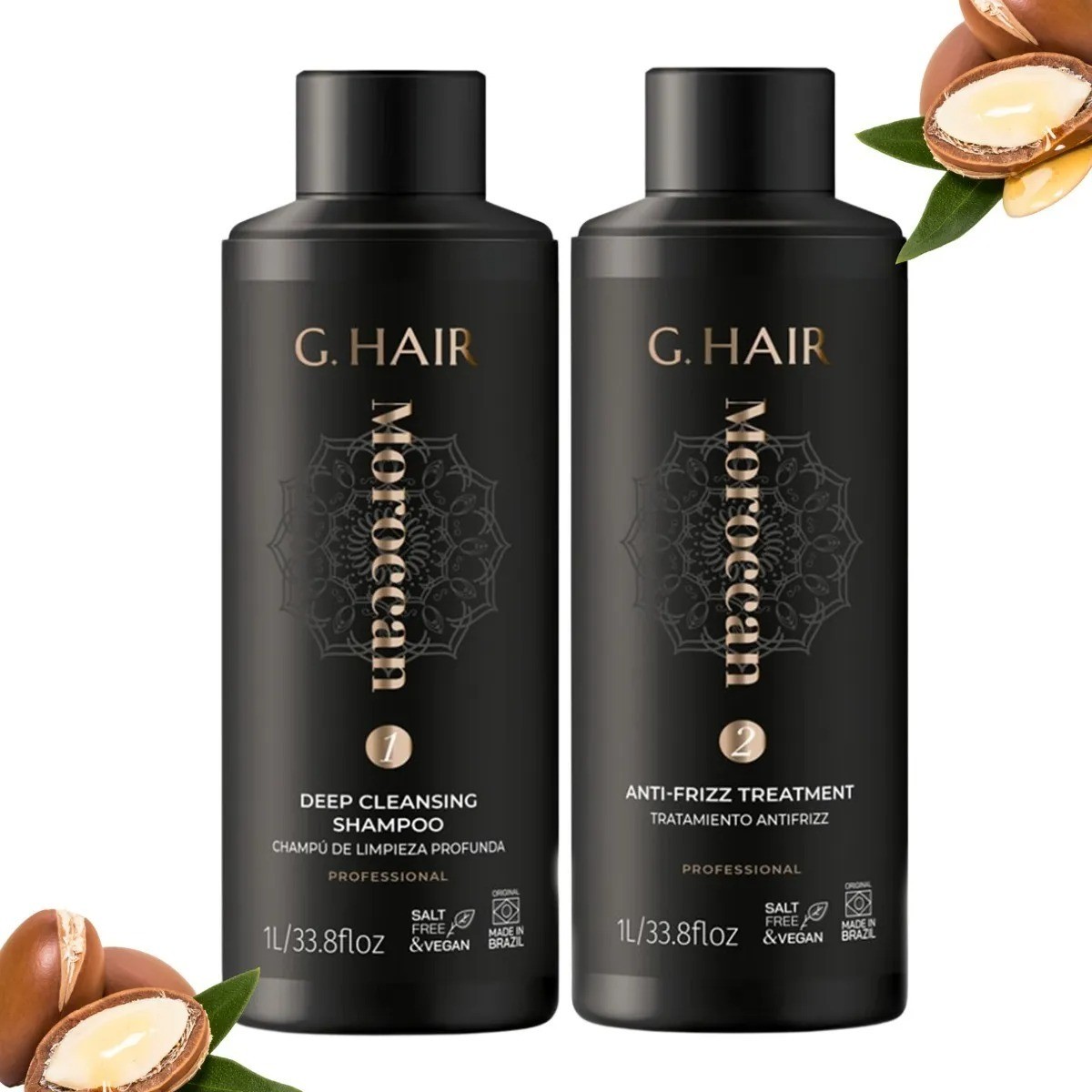 Ghair G Hair Kit Moroccan Professional Progressive Straightening Brush 2x 1L