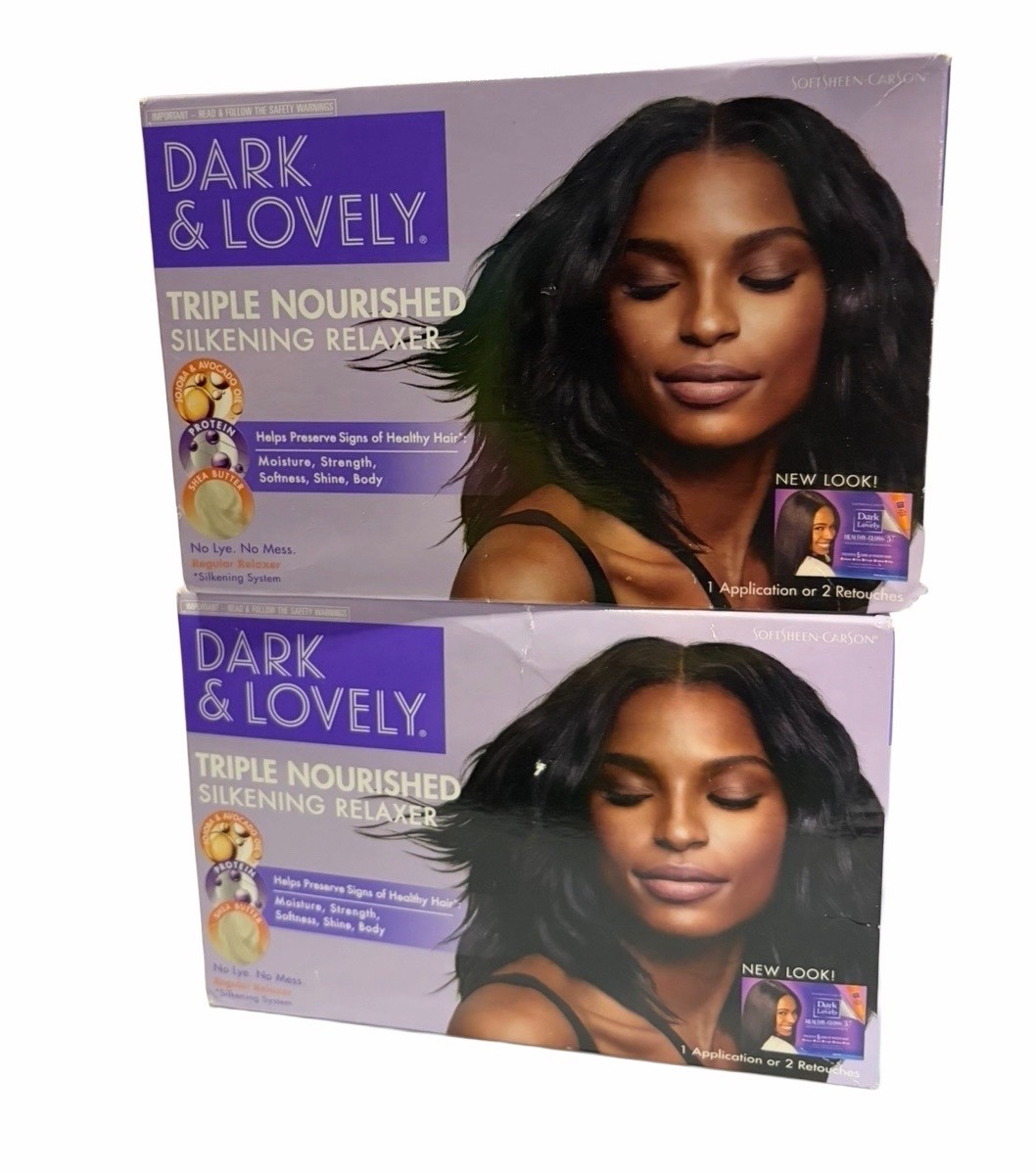Dark & Lovely Triple Nourished Silkening Relaxer Regular No Lye Kit Lot 2 New