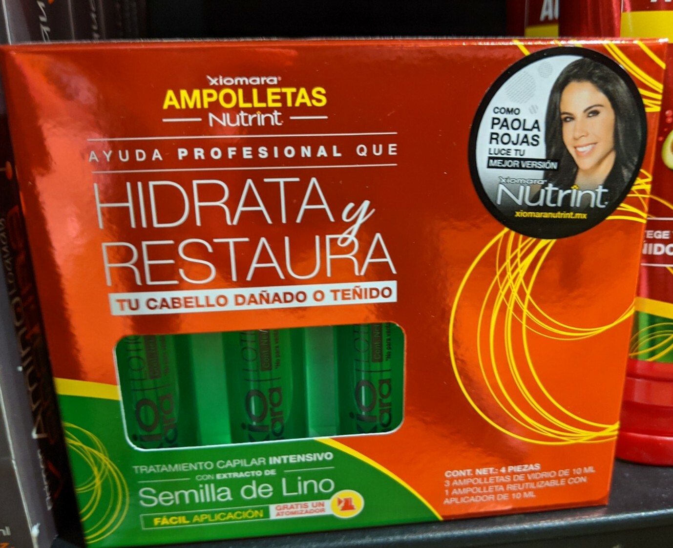 4 Hair Ampoules Ampolletas 10ml each Xiomara Nutrint 4 Pz.