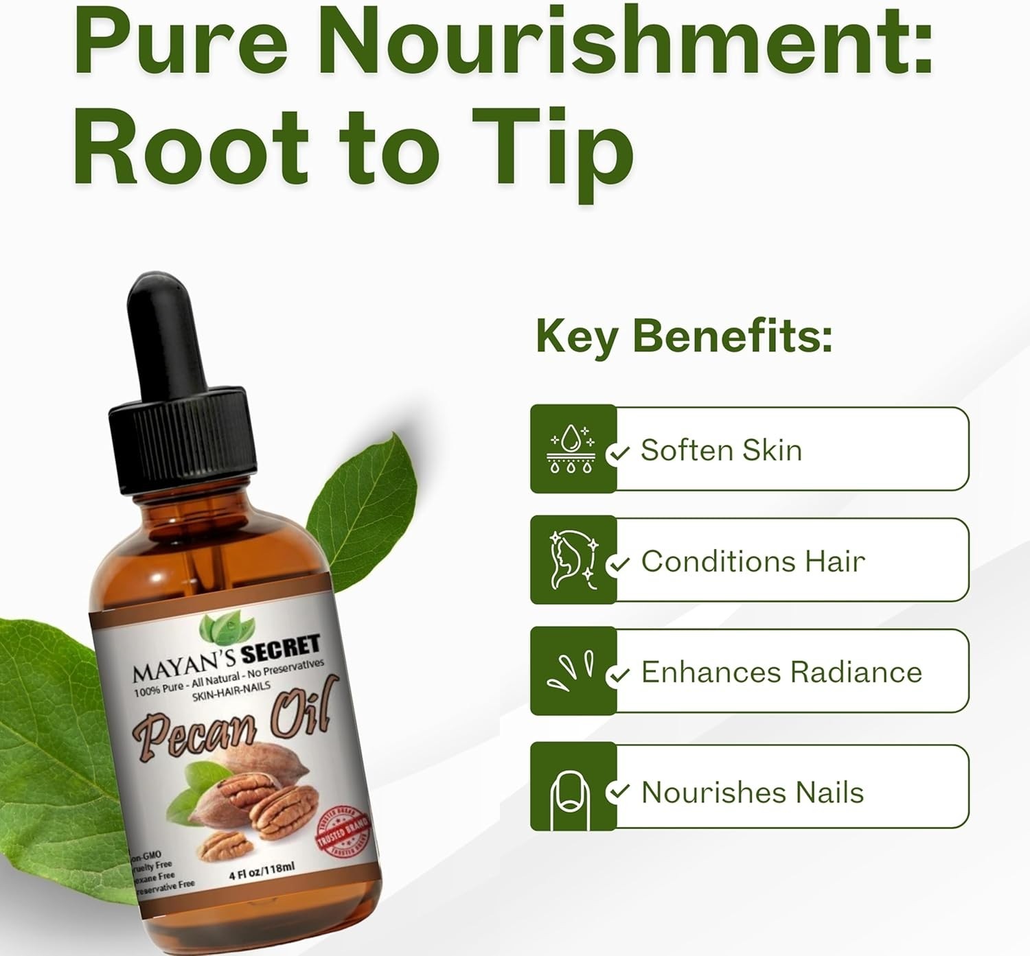 100% Pure Virgin Pecan oil for Skin Tightening, WrinklesPrevention