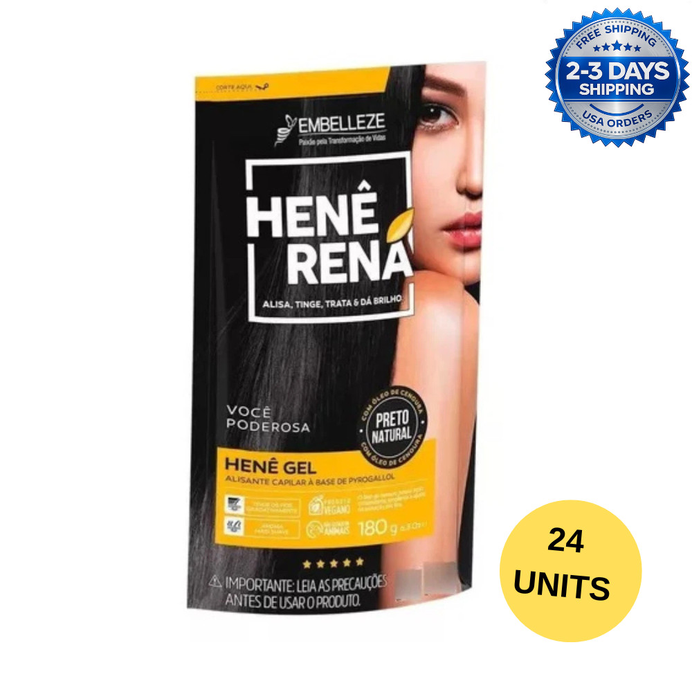 24 Packs Embelleze Hene Rena Gel Natural Black 180g Bulk Wholesale Brazil
