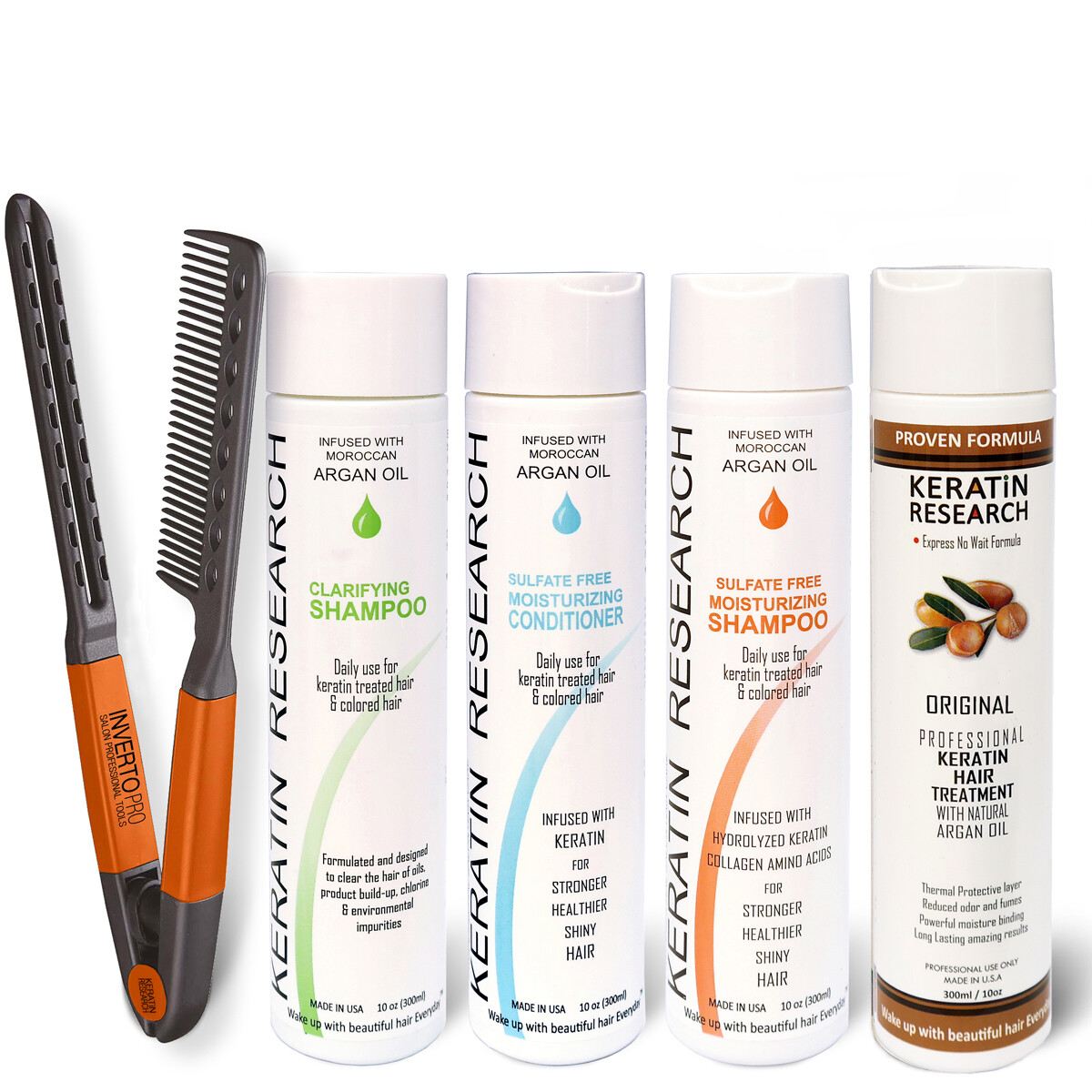 Keratin Hair Blowout Keratin Treatment Kit 300ml 4 Bottles LARGE SET with Comb