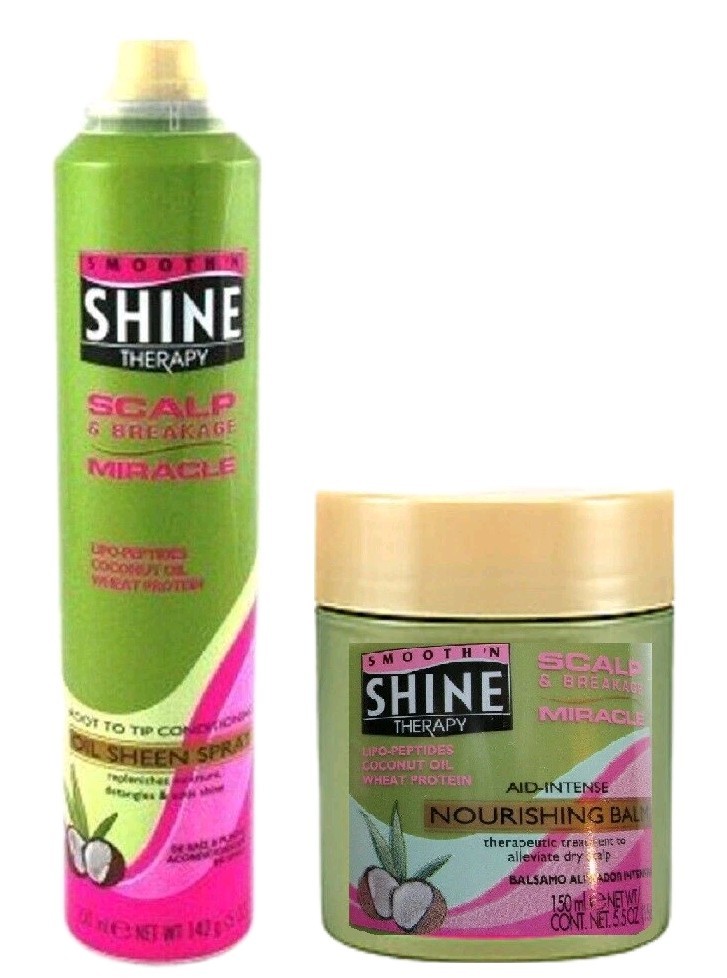 2 SMOOTH N SHINE MIRACLE BALM ALLEVE DRY SCALP COCONUT OIL FREE SHIPPING US RARE