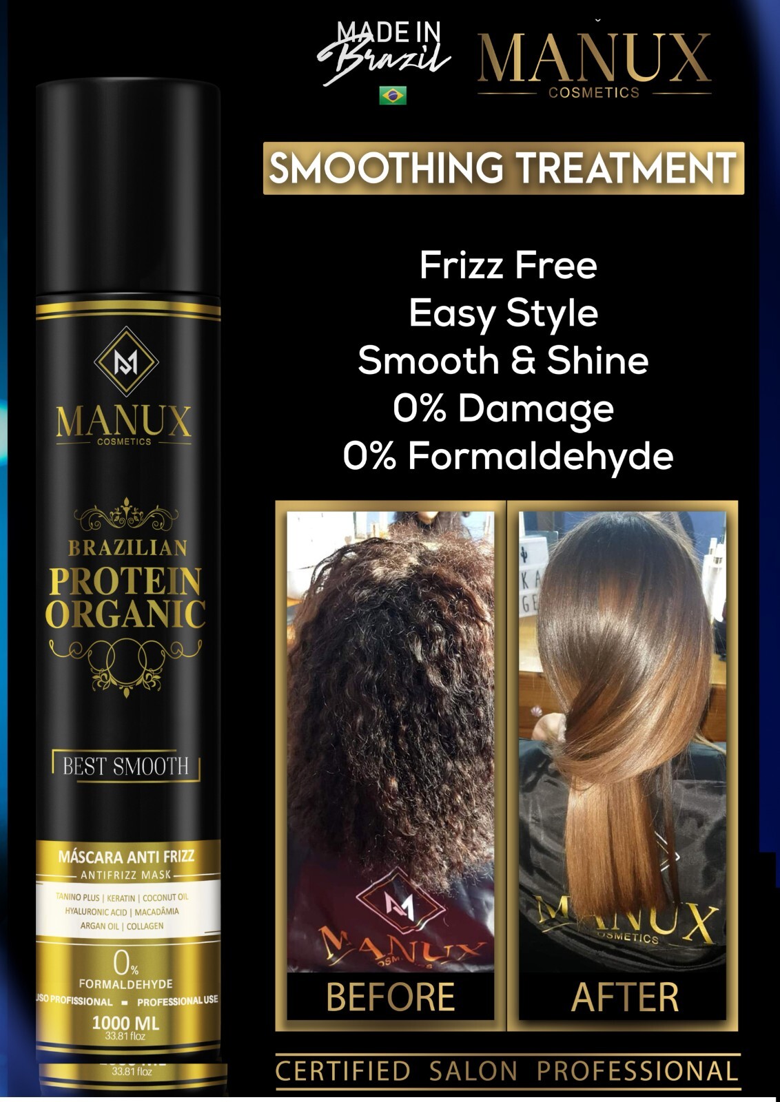 Brazilian Protein Organic Smoothing Treatment Manux original in Purple Agent