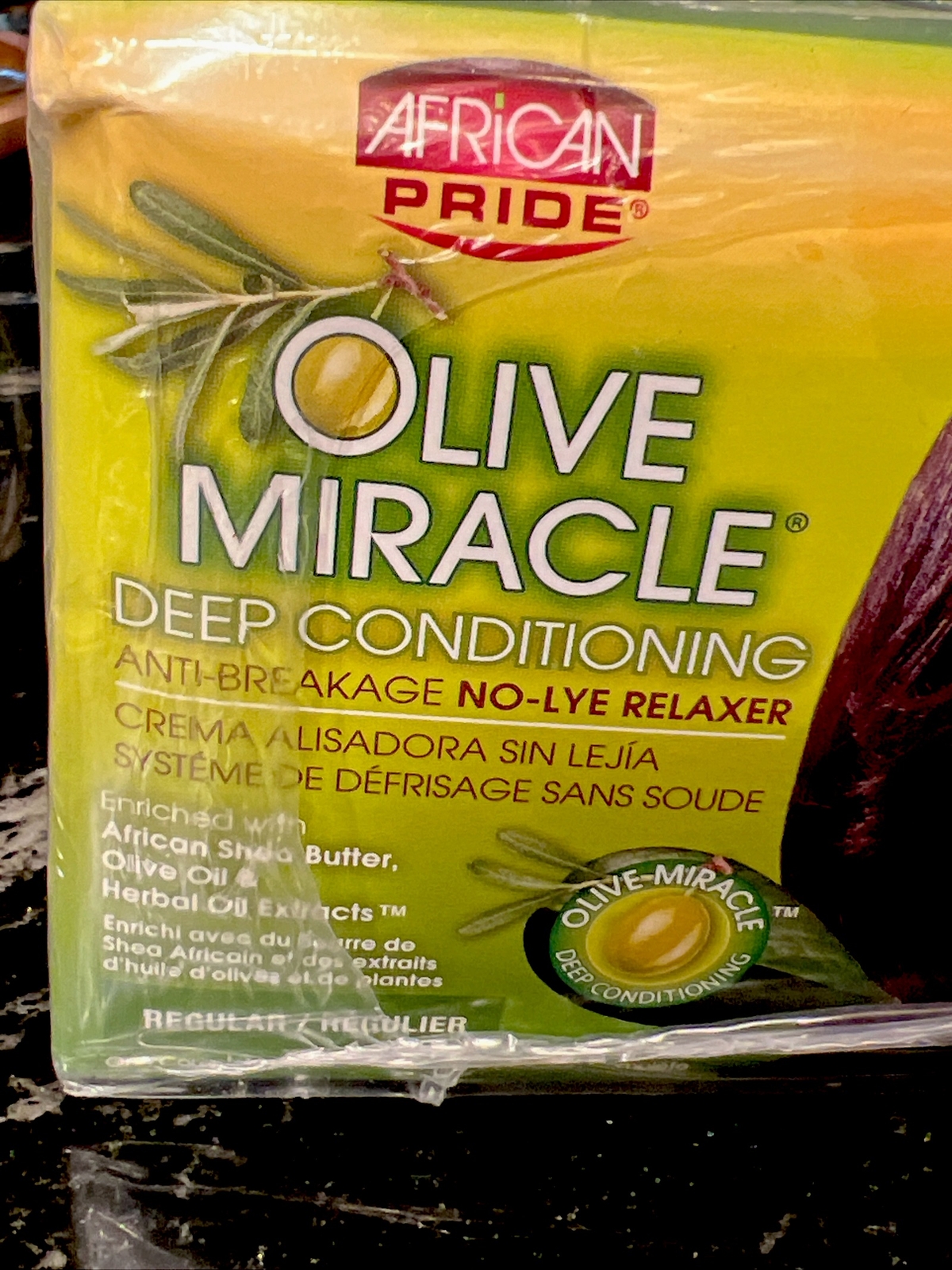African Pride Olive Miracle Deep Conditioning No Lye Relaxer~Regular~1 Kit~1/27~