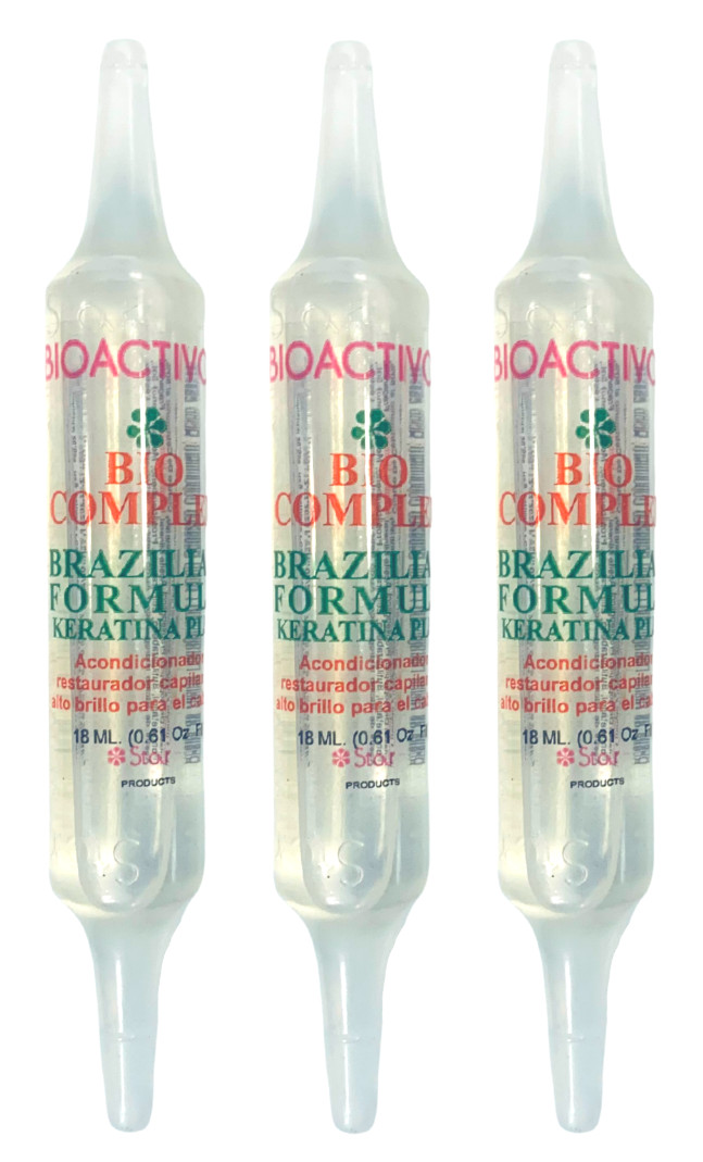 3 Ampoulles Bioactivo Bio Complex Brazilian Formula Keratin Plus