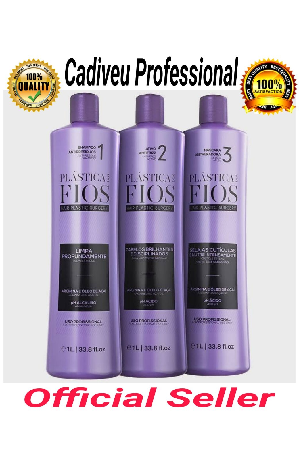 Cadiveu Professional Plástica dos Fios – Shampoo Kit + Antifrizz Active + Mask