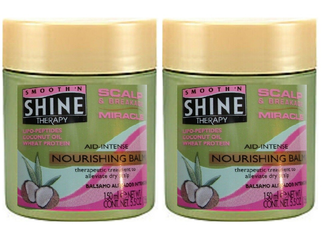 2 SMOOTH N SHINE MIRACLE BALM ALLEVE DRY SCALP COCONUT OIL FREE SHIPPING US RARE