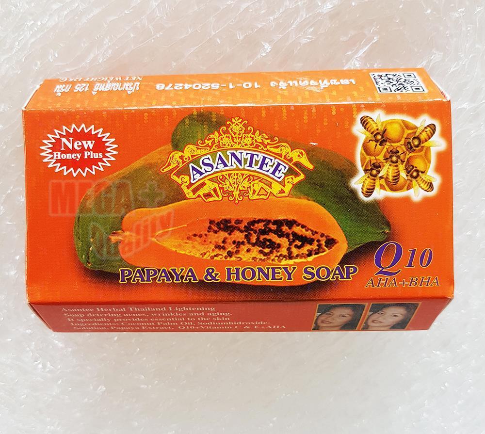Asantee Thai Herbal Papaya + Honey Soap with Q10, AHA, BHA Skin Whiten 125g