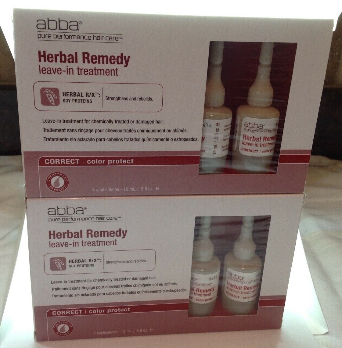 Abba Herbal Remedy Leave-in Treatment Color Protect 4 x 15ml / 5 oz – LOT OF 2