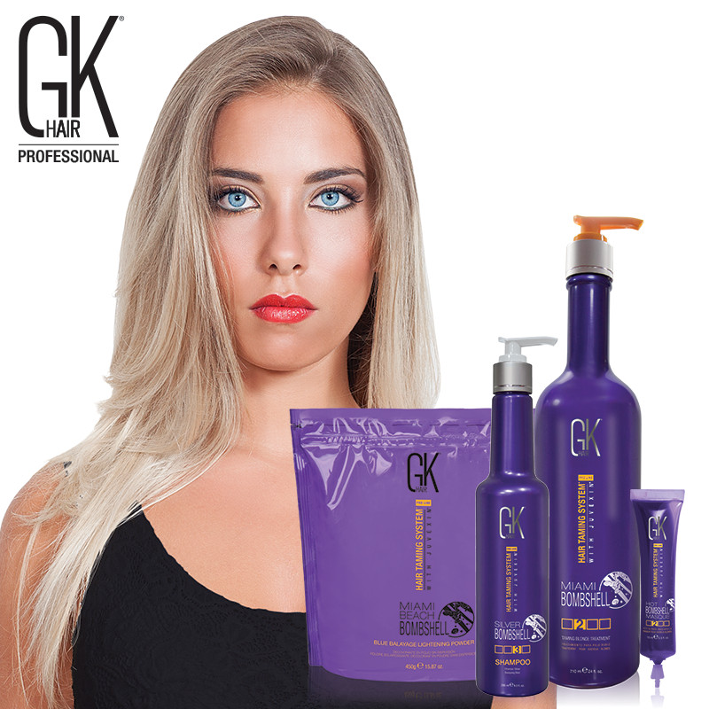 GK HAIR Miami Bombshell Taming Blonde Purple Keratin Treatment Toning Blowout