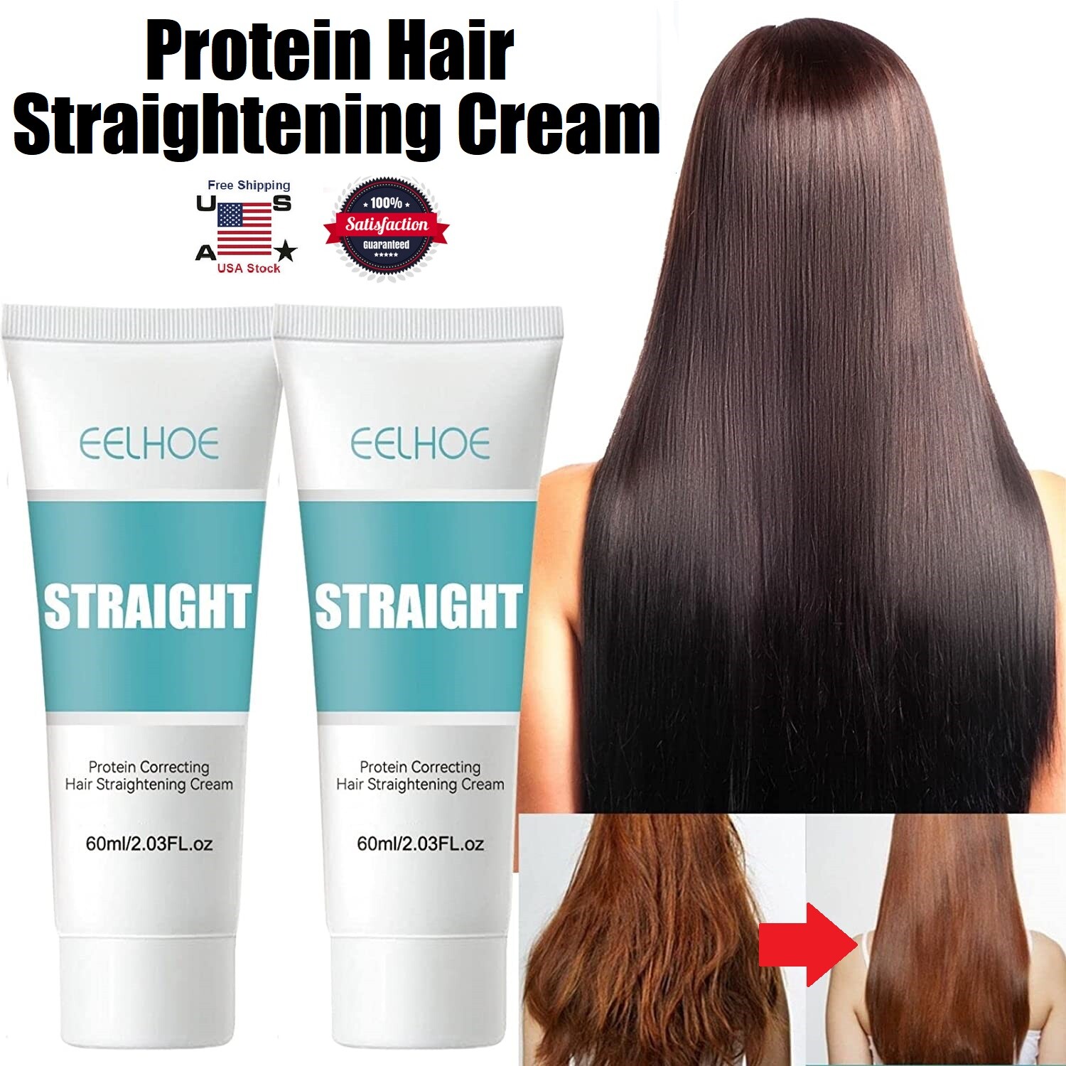 1/2x Protein Hair Straightening Cream Silk & Gloss Hair Straightening Cream 60ml