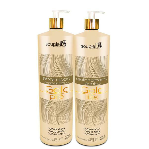 Realinhamento Térmico Gold Liss Progressiva Souple Liss 2x1l