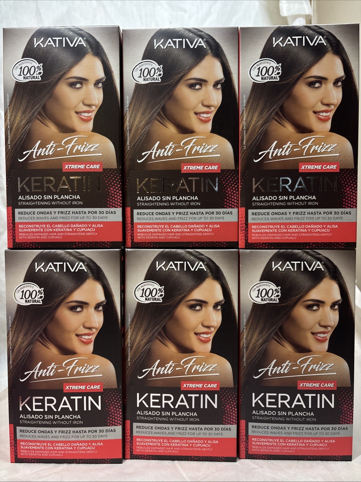 Kativa Anti-Frizz Xtreme Care Keratin Straightening W/O Iron Hair Kit 6 BOXES