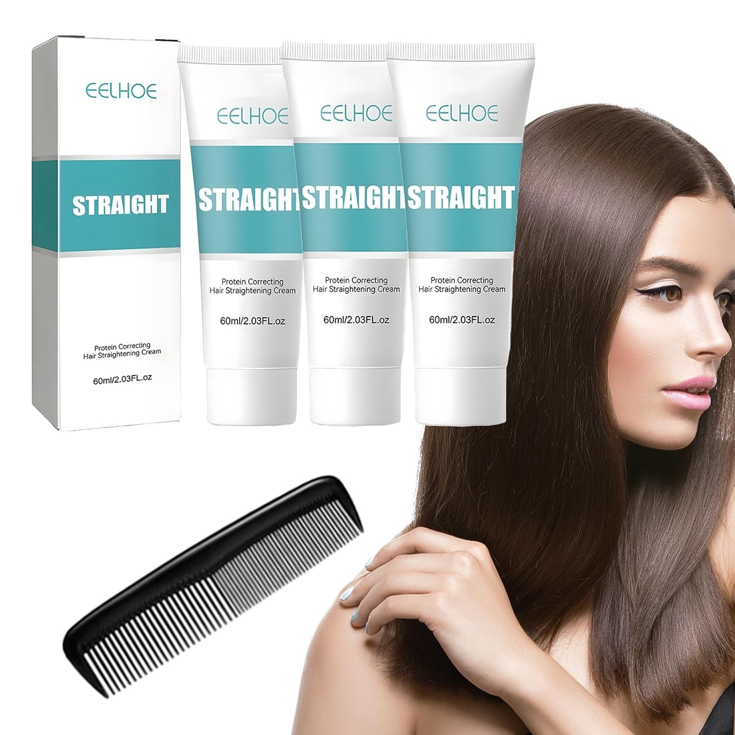 3 Packs Protein Hair Straightening Cream Silk & Gloss Hair Straighten Cream 60ml