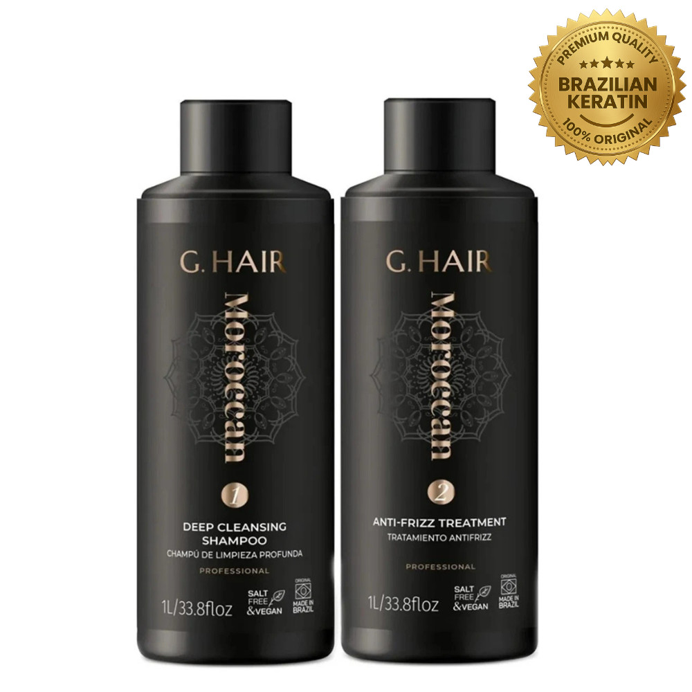G-Hair Moroccan Treatment 2x1L (33.8oz) Kit – Brazilian Keratin Smoothing Brush