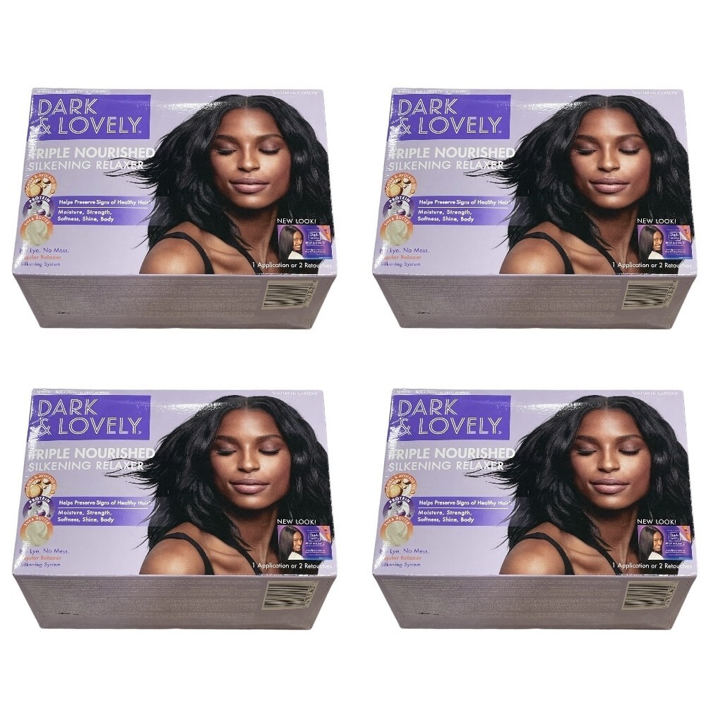 4X SoftSheen Carson Dark & Lovely No-Lye Silkening Relaxer Kit REGULAR