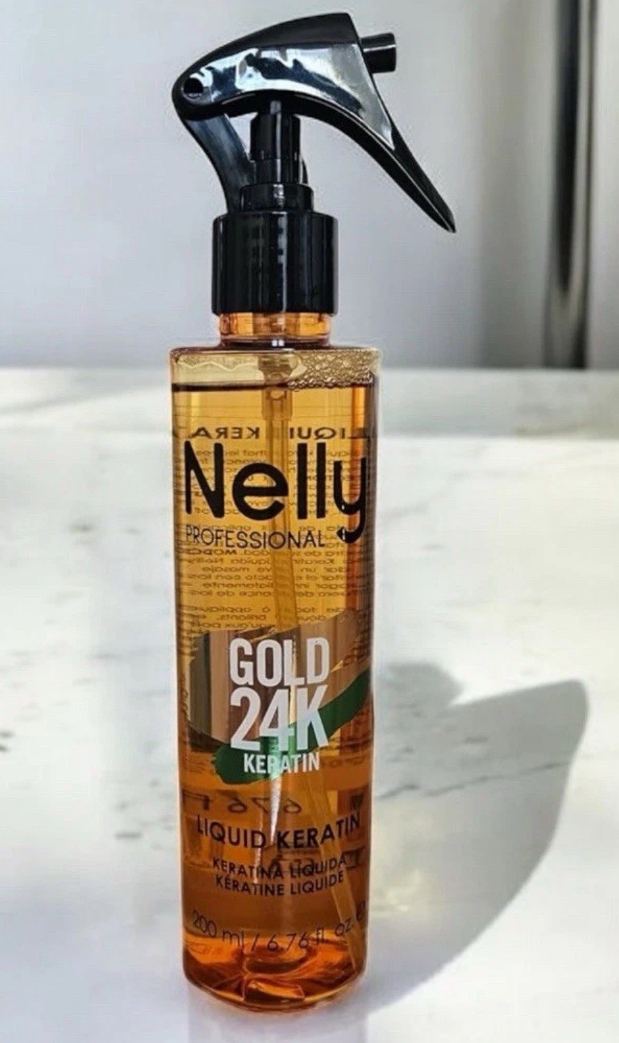 Nelly Professional Gold 24K Liquid Keratin Hair Treatment 200ml 6.75 floz Spray