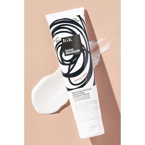 IGK GOOD BEHAVIOR Spirulina Protein Smoothing Blowout Balm | Anti-Frizz Heat
