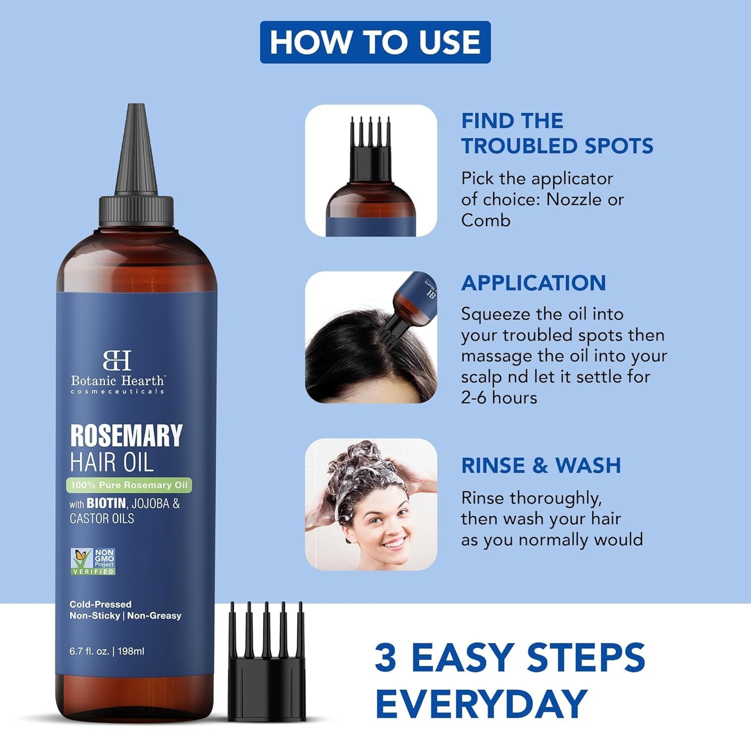 Hair Oil for Hair Growth | Rosemary Oil for Hair Growth with Biotin, Castor &…