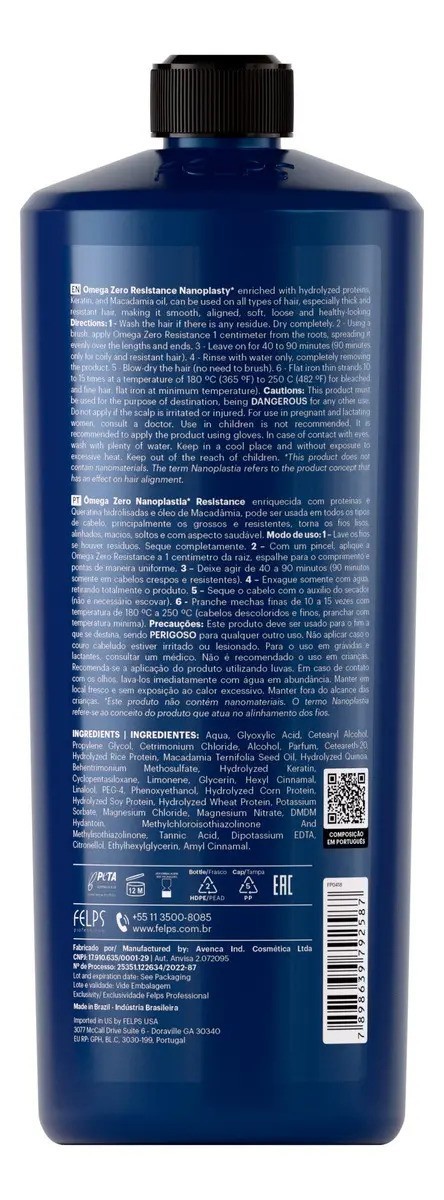 Felps Omega Zero Resistance Nanoplasty Brazilian Keratin Treatment 1L / 34 fl oz