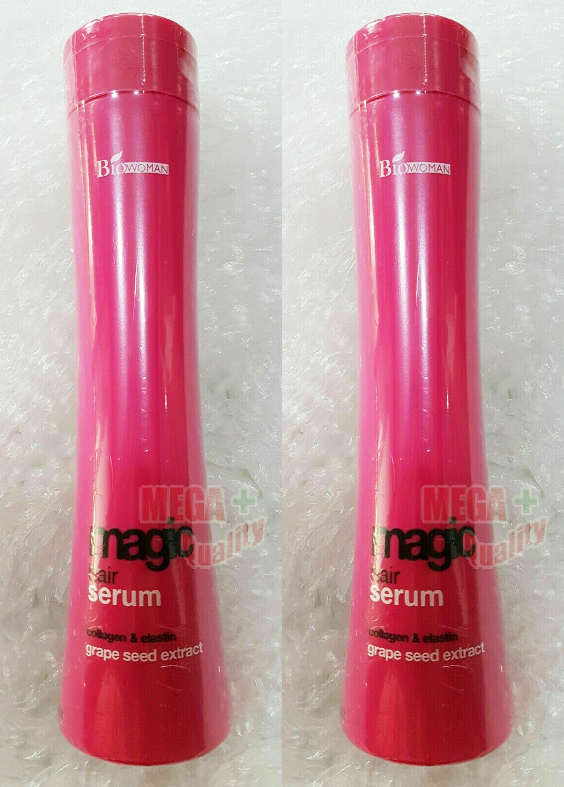 2 x Biowoman Magic Hair Serum Collagen Elastin Nurture Grape Seed Extract 250ml.