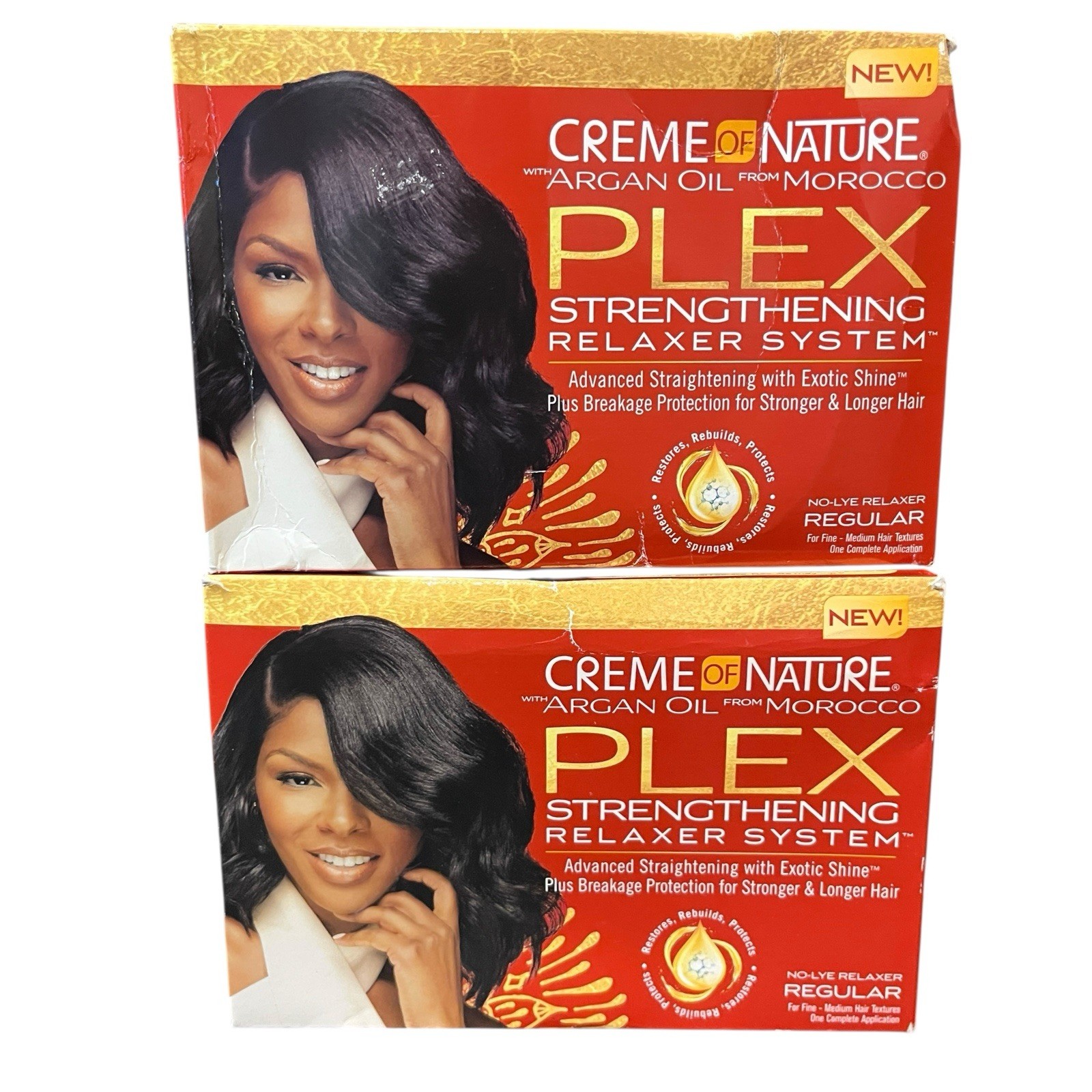 2X Creme of Nature Argan Oil Plex Strengthening Relaxer System No Lye Regular