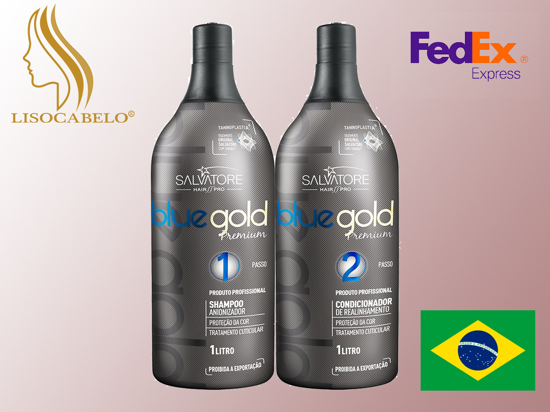 Lissage Sans Formol O Tanin 2X1000Ml (Taninoplastie) Salvatore Blue Gold Premium