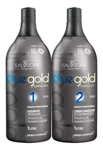 Salvatore Blue Gold Premium – Brazilian Keratin Straightening Treatment Kit 2x1L