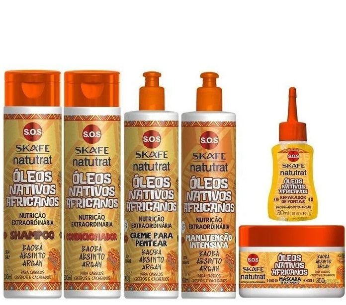 Natutrat S.O.S Native African Oils Anti Frizz Hair Treatment Kit 6 Itens – Skafe
