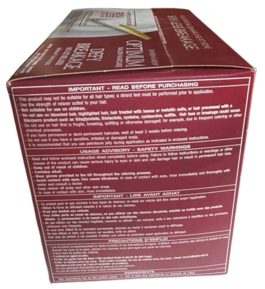 (1) SoftSheen Carson Optimum Defy Breakage No-Lye Relaxer Regular New Hair Kit