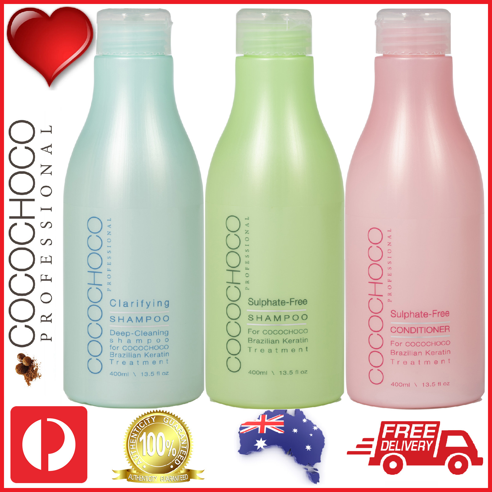❤❤ COCOCHOCO Clarifying + Sulfate Free Shampoo + Conditioner 400ml Straight Hair