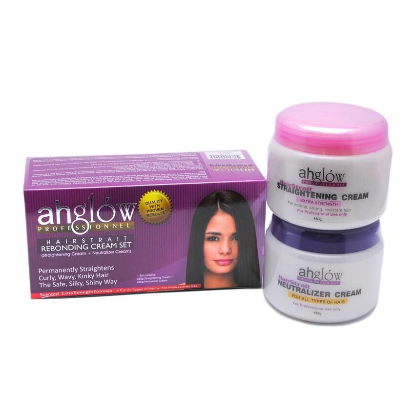 XL AHGLOW HAIR REBONDING SET Permanent Straightening, Extra Strength!