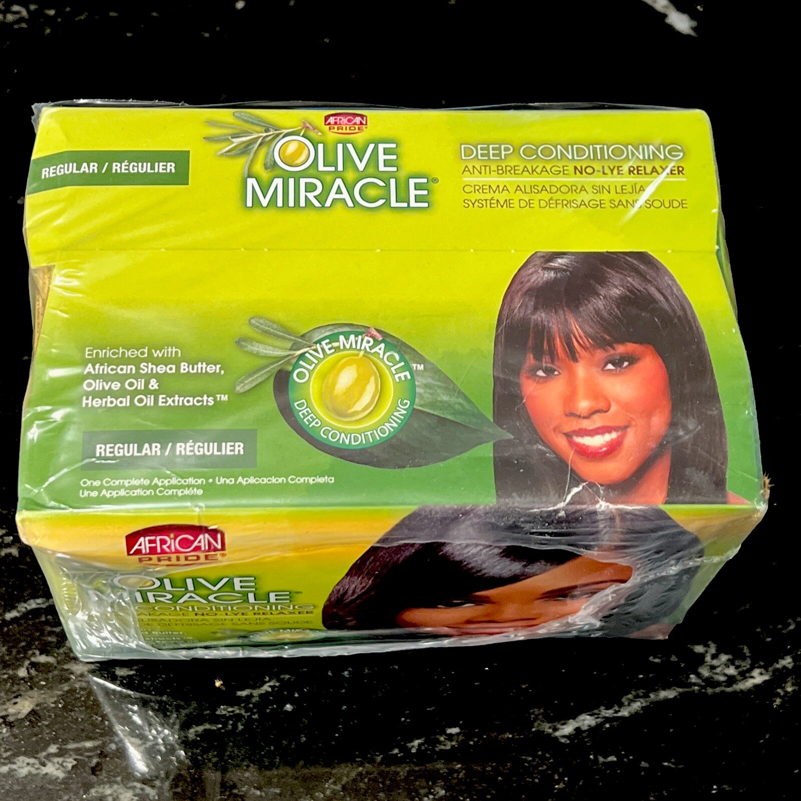 African Pride Olive Miracle Deep Conditioning No Lye Relaxer~Regular~1 Kit~1/27~