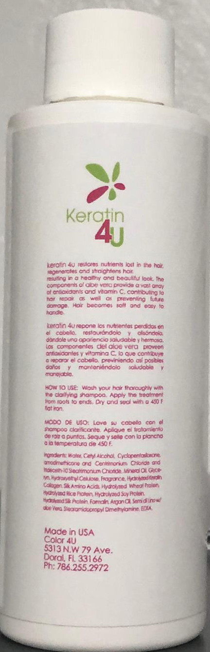 KERATIN 4U Keratin Treatment With Argan Oil 4 Oz
