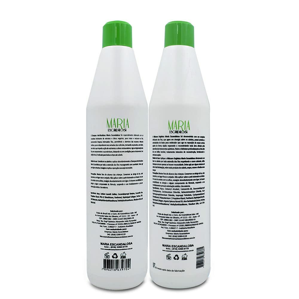 Maria Escandalosa Organic Progressive Brazilian Keratin Smoothing 2x1L 3 Day USA