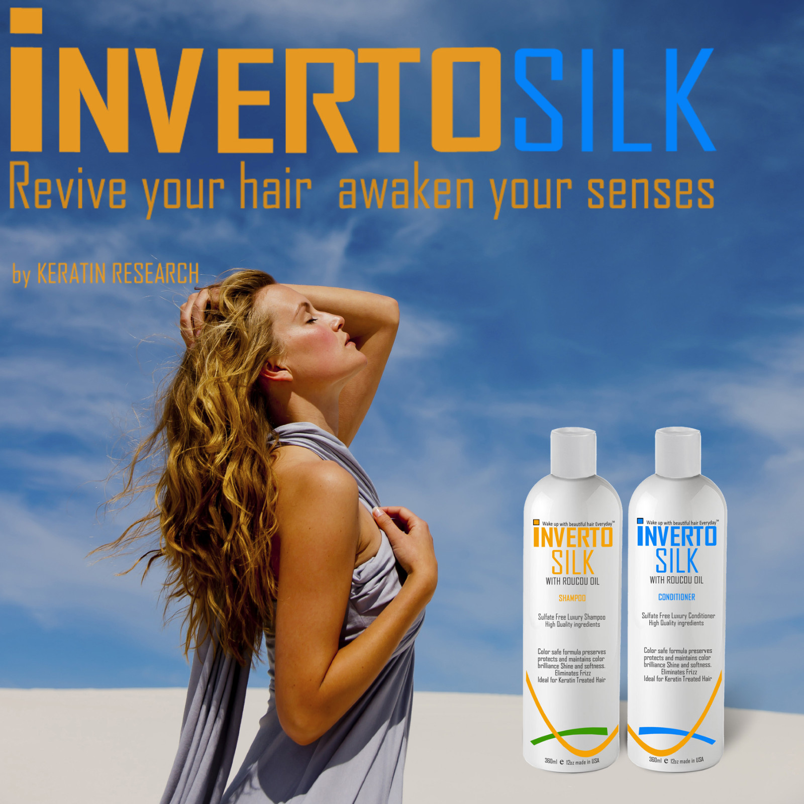 Inverto Silk Luxurious Sulfate Free Shampoo & Conditioner Set With Roucou Oil