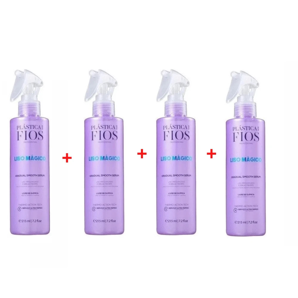 4x Cadiveu Plastica dos Fios Liso Magico Gradual Smooth Serum Treatment 215ml