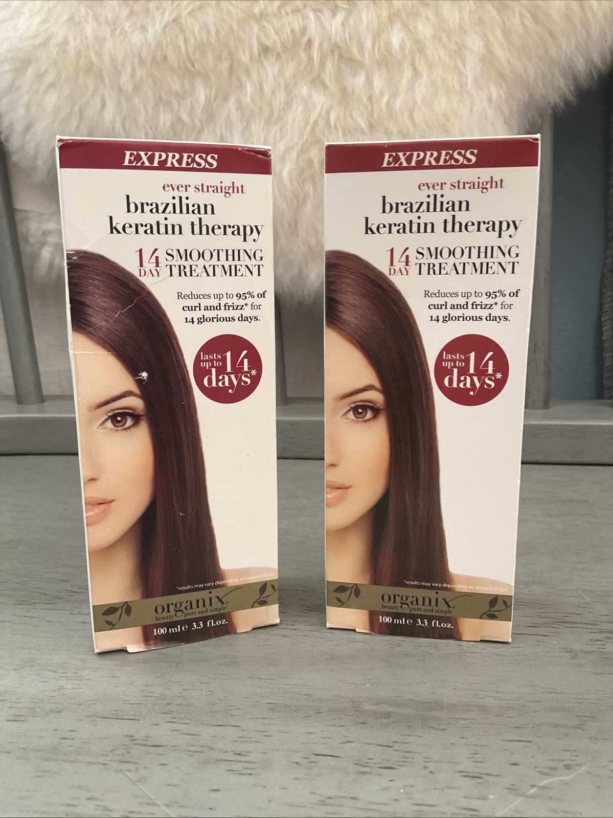 2 Organix OGX Ever Straight Brazilian Keratin Therapy 14 Day Smoothing Treatment