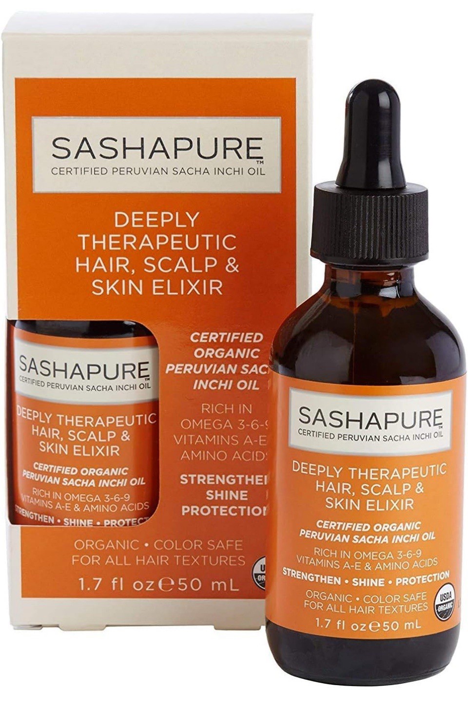SASHAPURE Deeply Therapeutic Hair Scalp & Skin Elixir, Organic Hair Serum 1.7 Oz