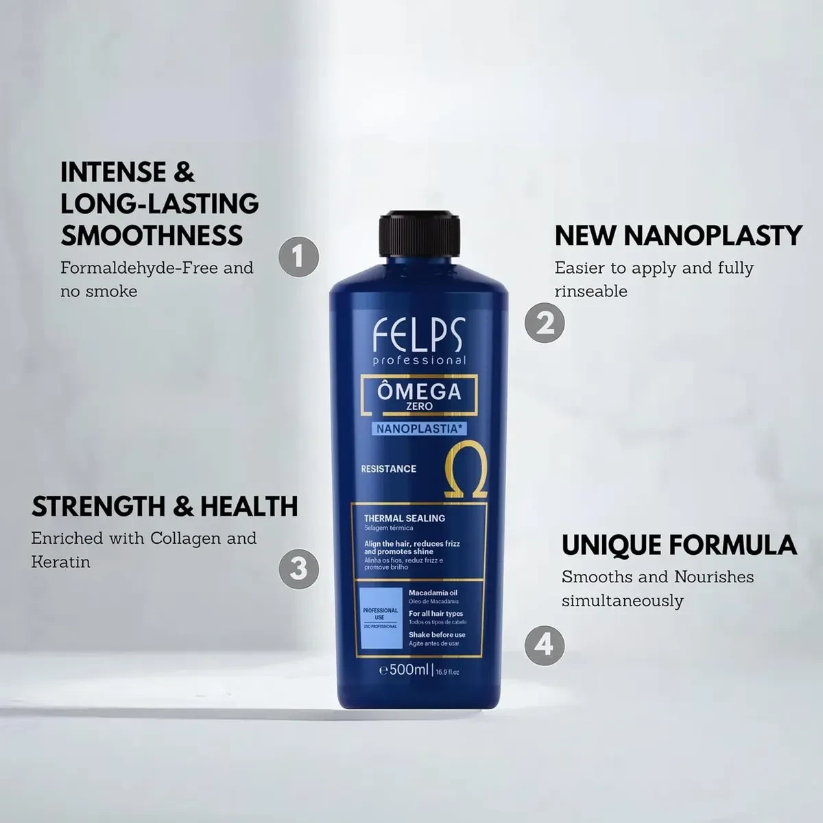 Felps Omega Zero Resistance Nanoplasty Brazilian Keratin Treatment 1L /33.8fl oz