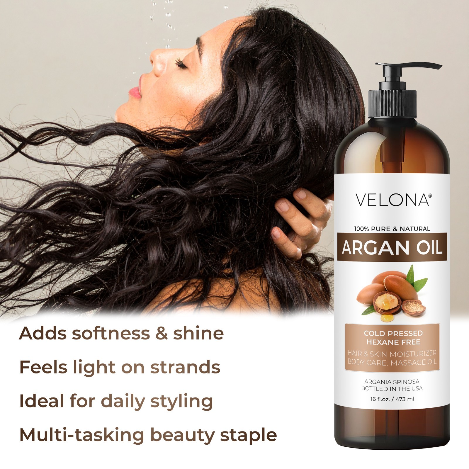 Velona Argan Oil – 32 oz | 100% Pure & Natural | Morocco Unrefined Cold Pressed