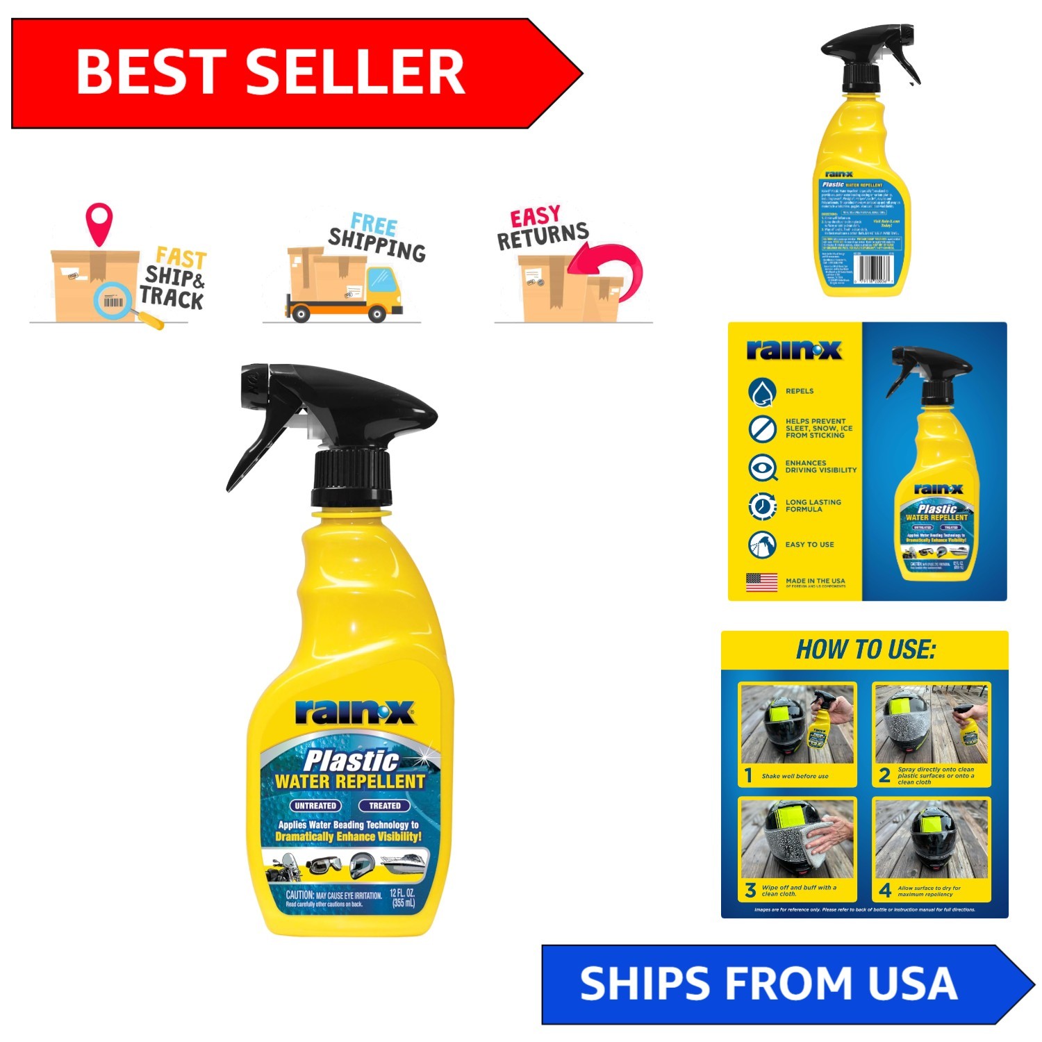 Rain-Scented 12 oz Plastic Treatment Spray – Non-Toxic Water Repellent for Boats