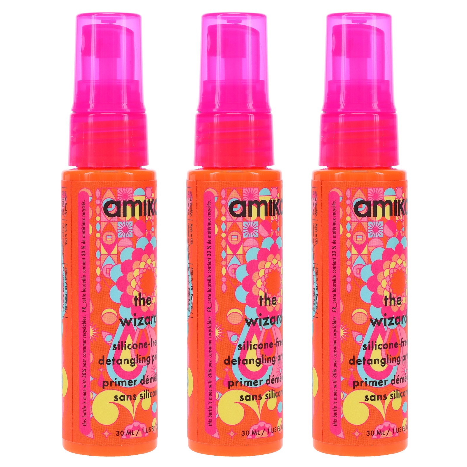 Amika The Wizard Silicone-Free Detangling Primer 1 oz 3 Pack