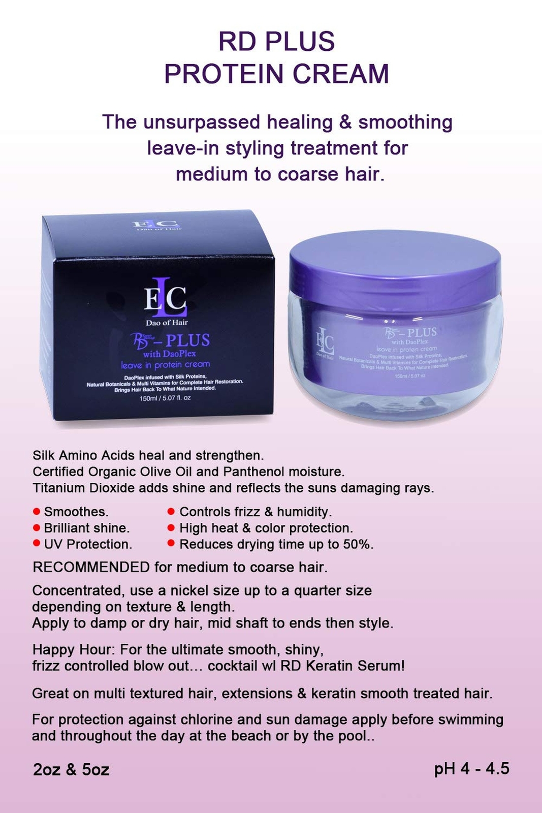 ELC Dao of Hair Leave in Protein Cream, Leave-in Conditioner, Repair Damaged,…