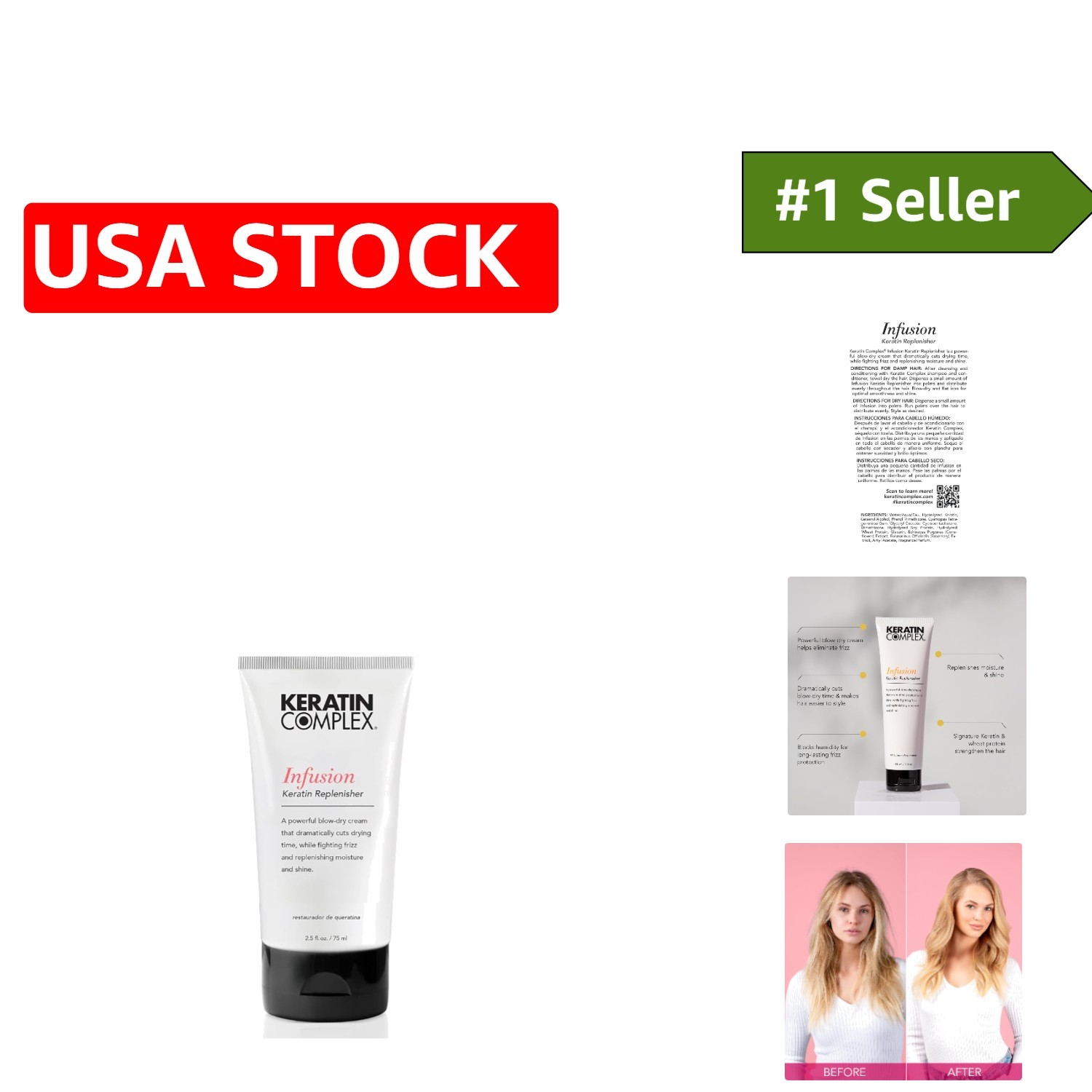 2.5oz Infusion Keratin Frizz Control Cream – Light Hydration for Daily Use