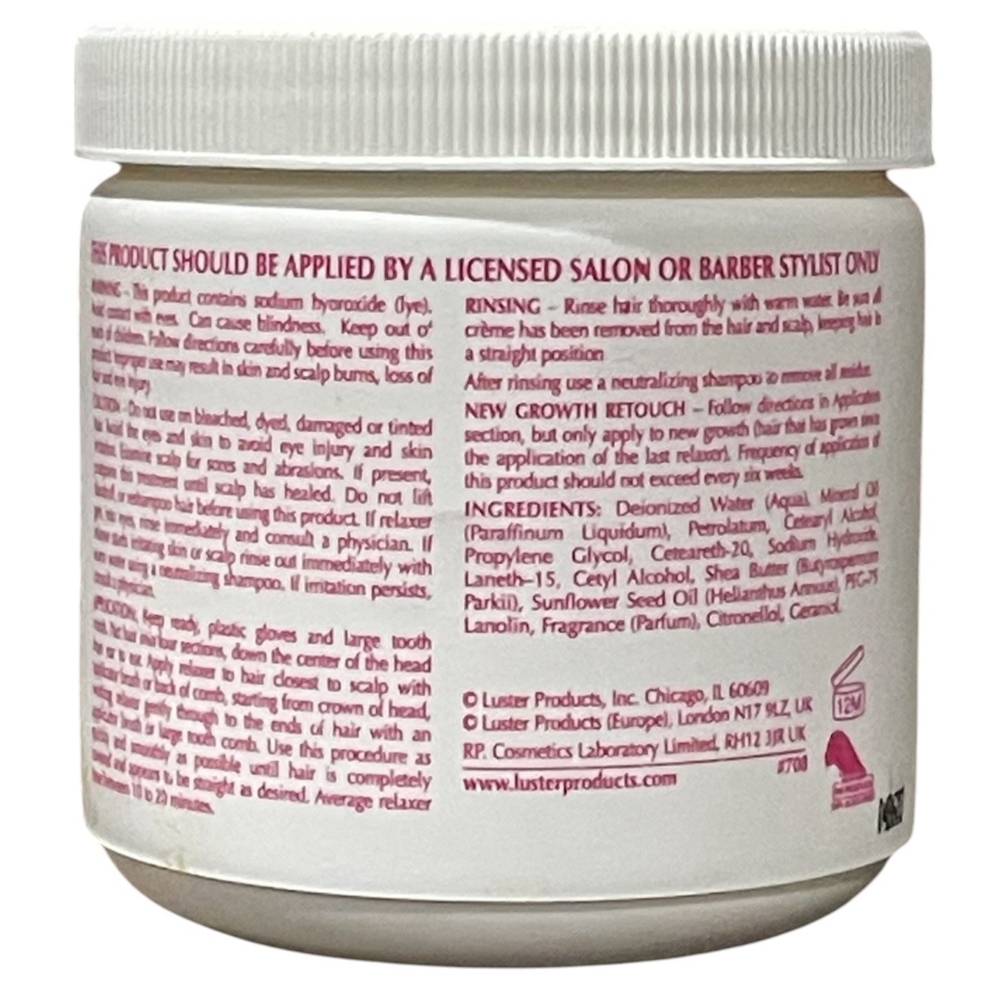 Lusters PCJ Creme Relaxer Pressing Comb in the Jar No.1 – 15oz New