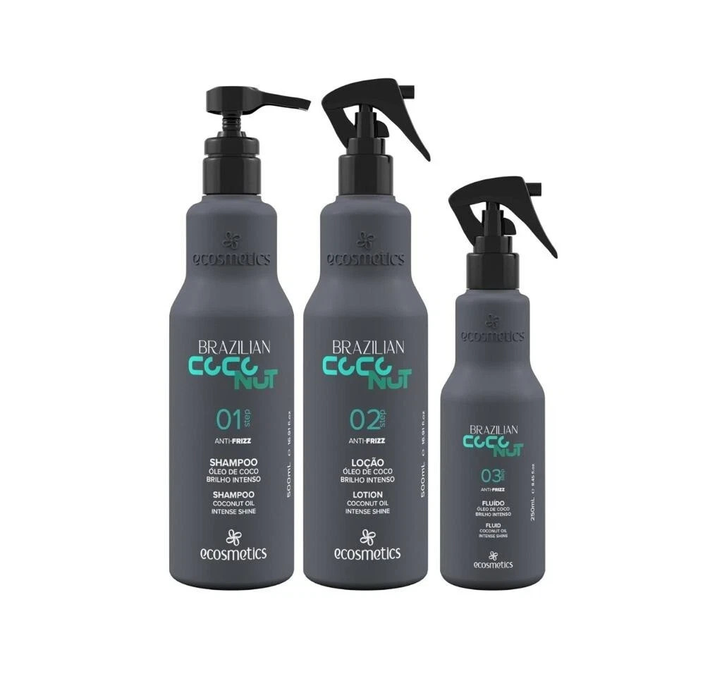 Ecosmetics Brazilian Coconut Anti Frizz Hair Treatment Kit 3 Step